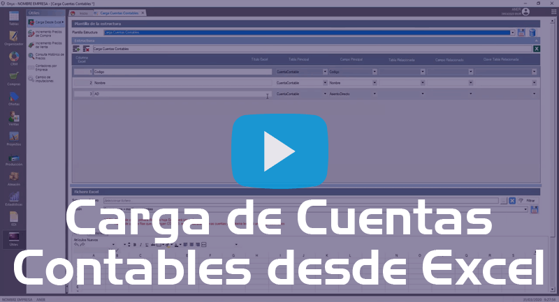 Carga de cuentas contables desde excel