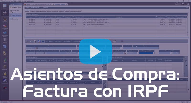 OnyxFinancials - Asientos de Compra: Factura con IRPF