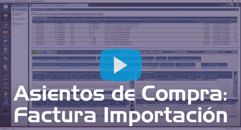 OnyxFinancials - Asientos de Compra: Factura Importación